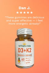 VitaNova D3+K2 Gummies – 10,000 IU Vitamin D3 + 100 mcg K2